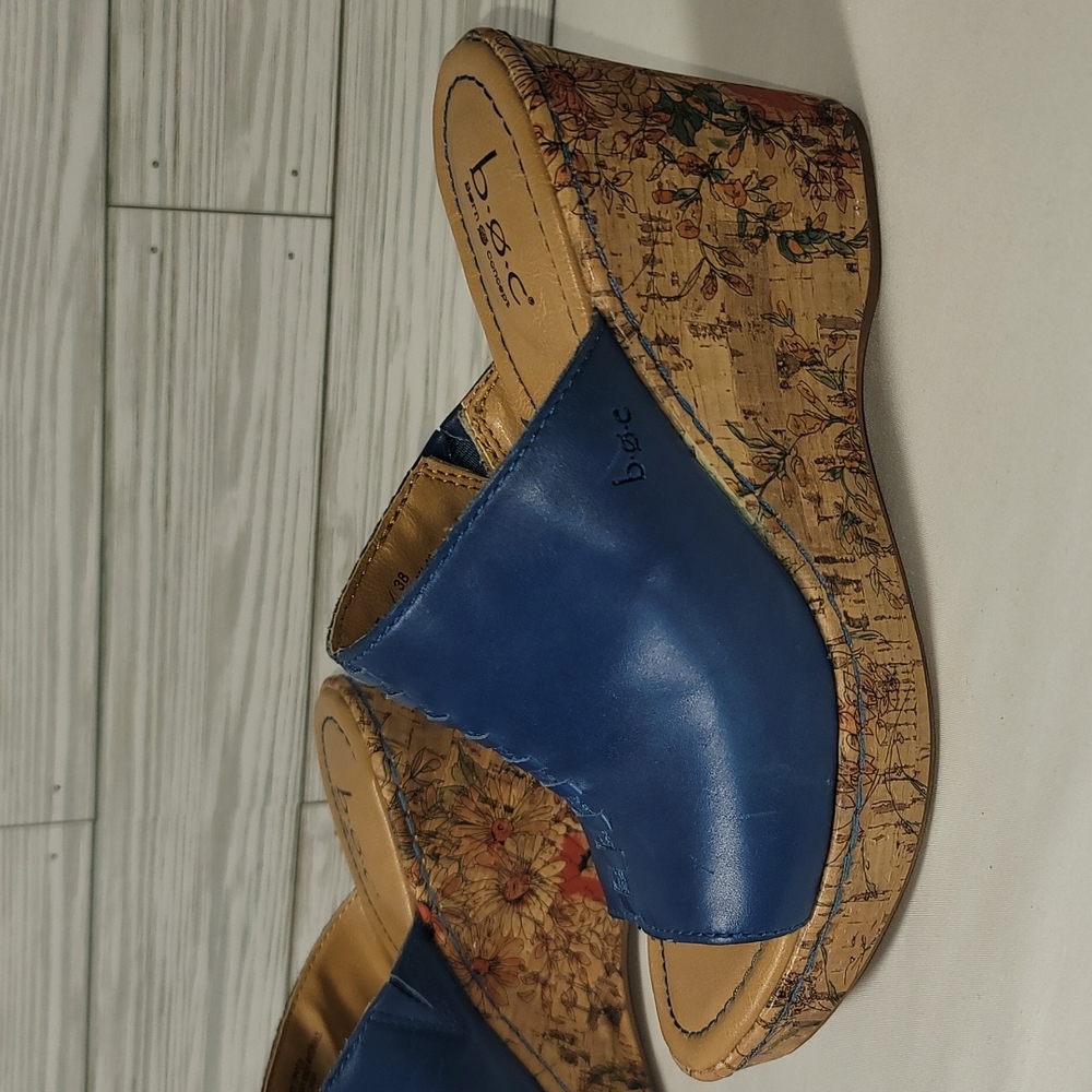 NEW B.O.C Born Concept Blue Starlet Wedge Sandal w/Floral Decor Wedge Sz. 7 - Picture 3 of 8